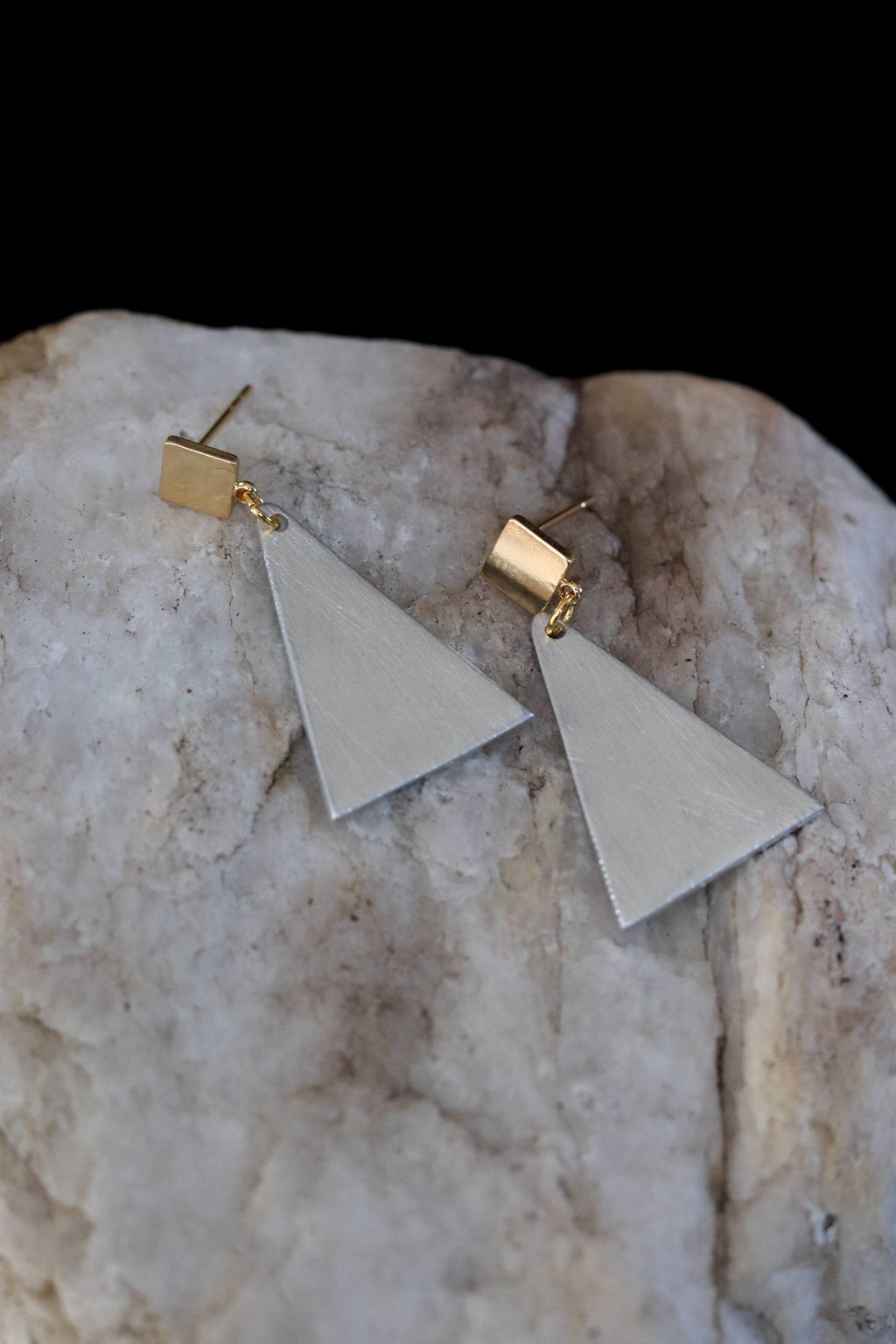 Two Tone Aluminum Dangle Earrings