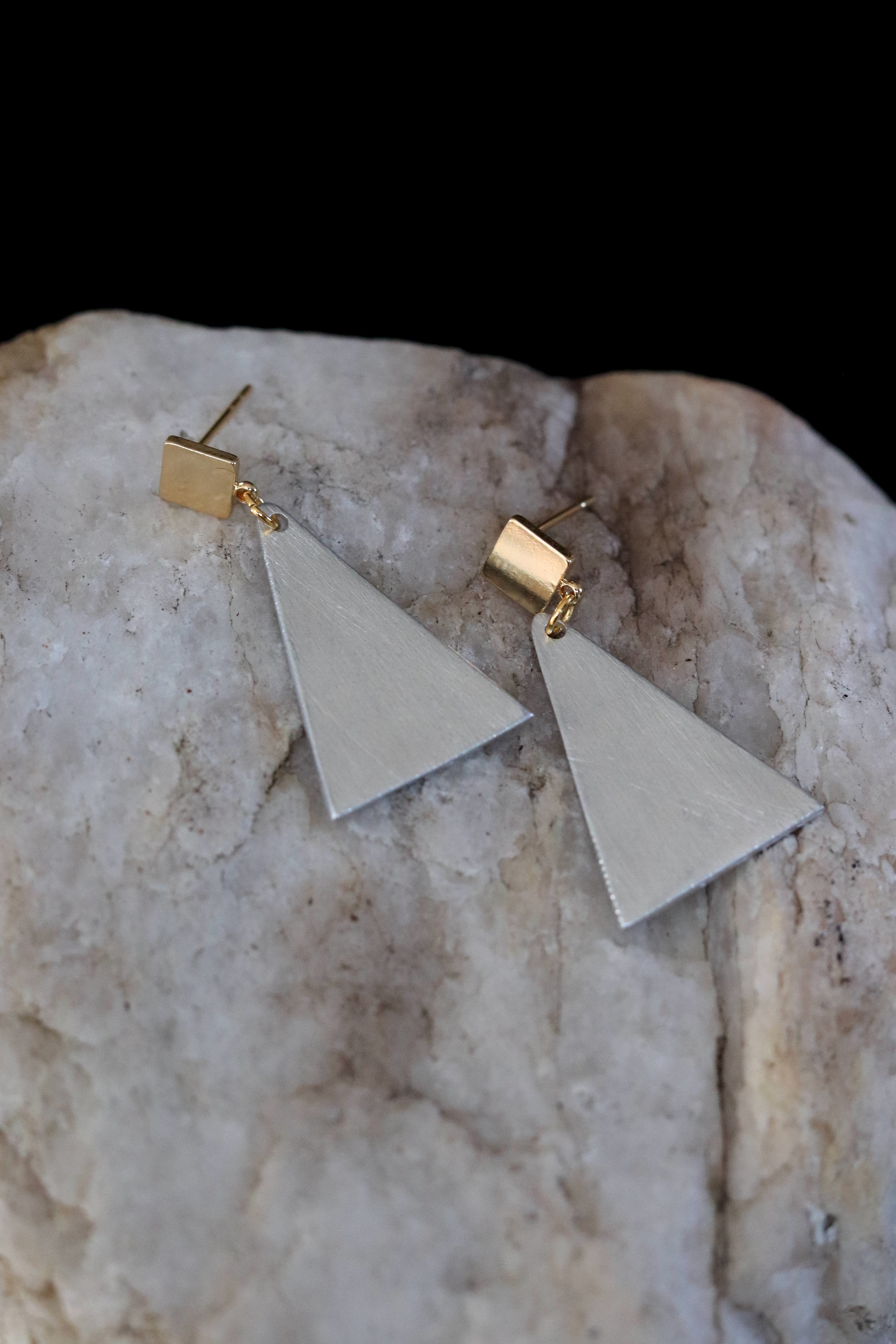 Two Tone Aluminum Dangle Earrings