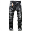 Black And Gray Paint Hole Zipper Decorations Personality Jeans Men