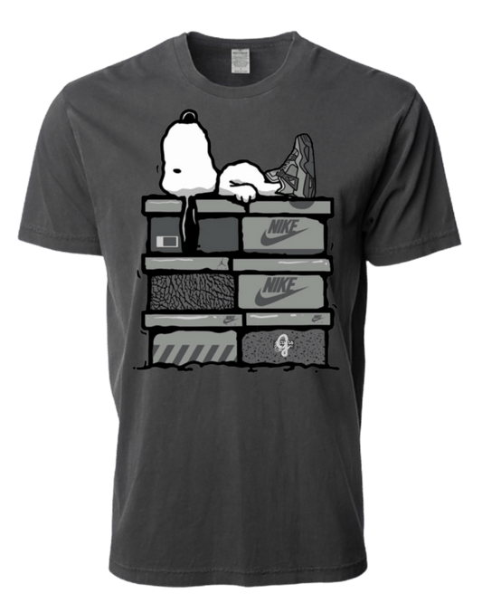 Snoopy Wet Cement Jordan 4 - Original Jawns - White T-Shirt